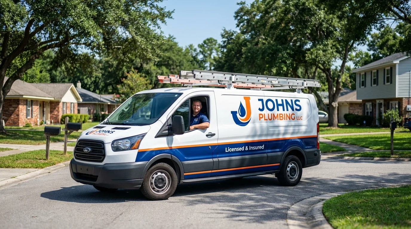 Johns Plumbing LLC service van in Mountain Ranch, CA