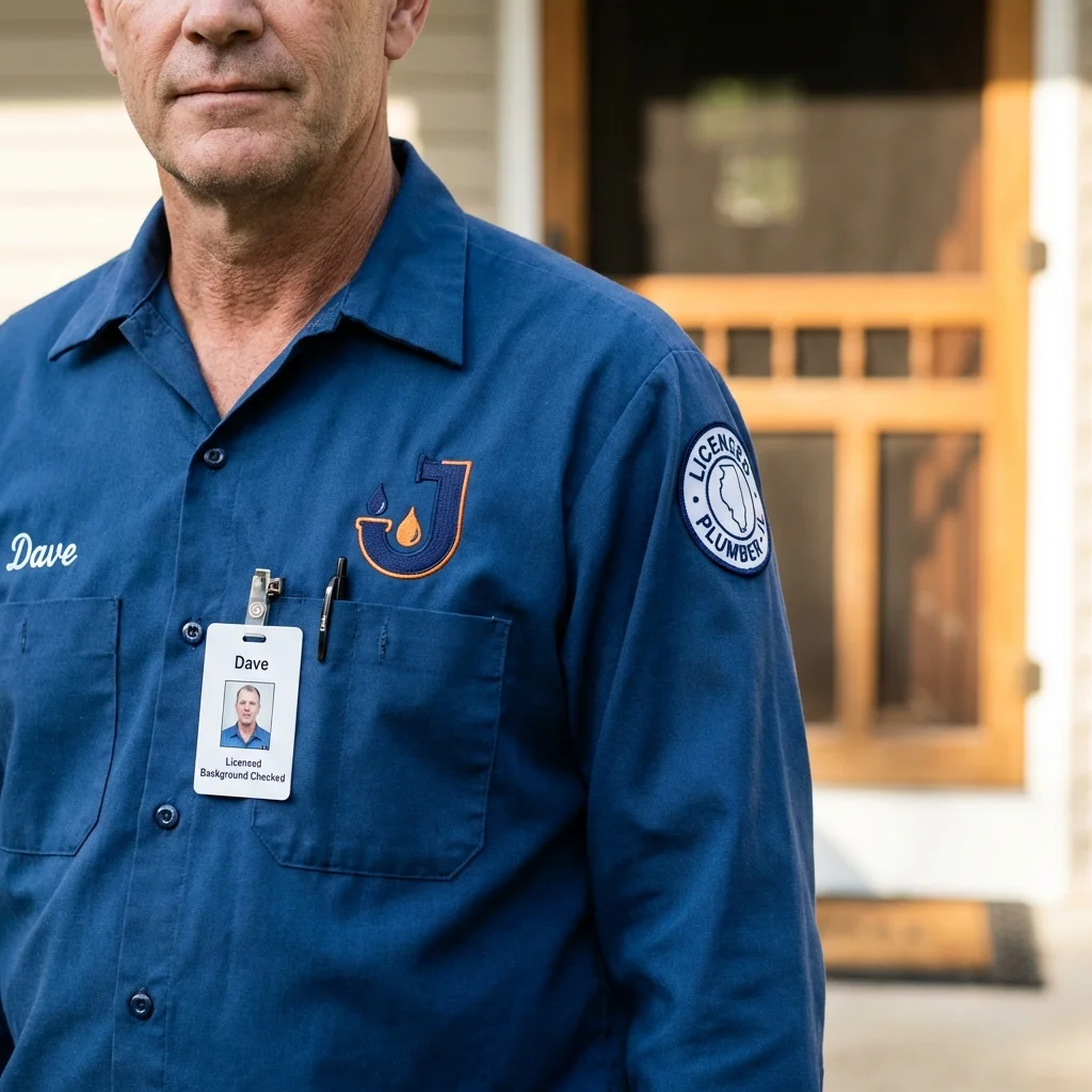 Licensed plumber showing ID badge in Mountain Ranch, CA
