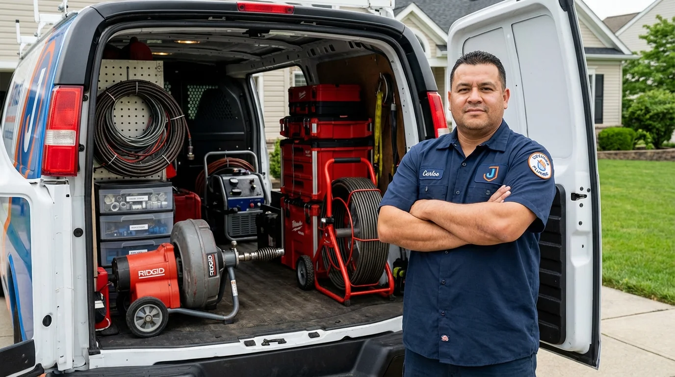 Professional drain cleaning equipment and Johns Plumbing LLC plumber in Mountain Ranch