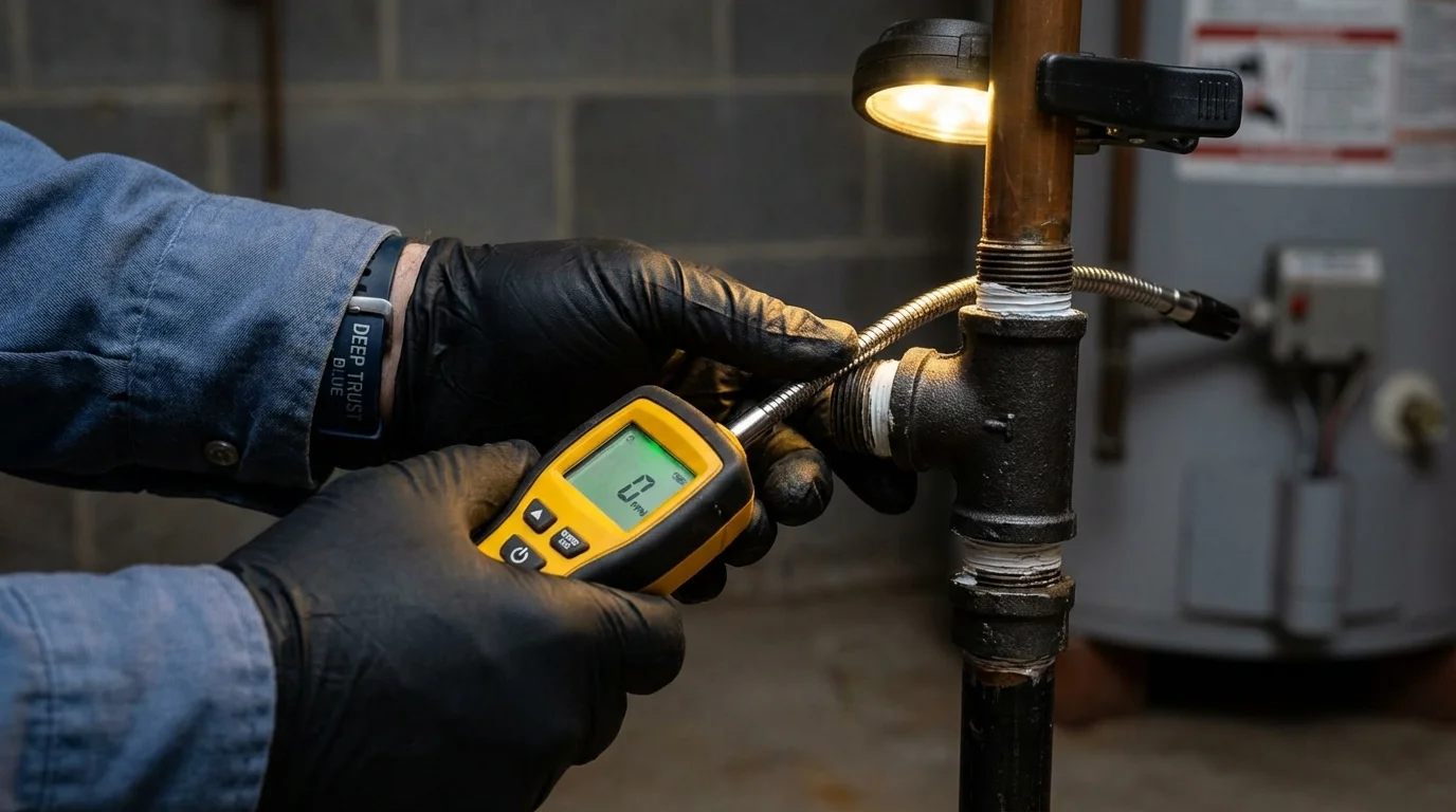 Gas leak detection with electronic sniffer by Johns Plumbing LLC in Mountain Ranch