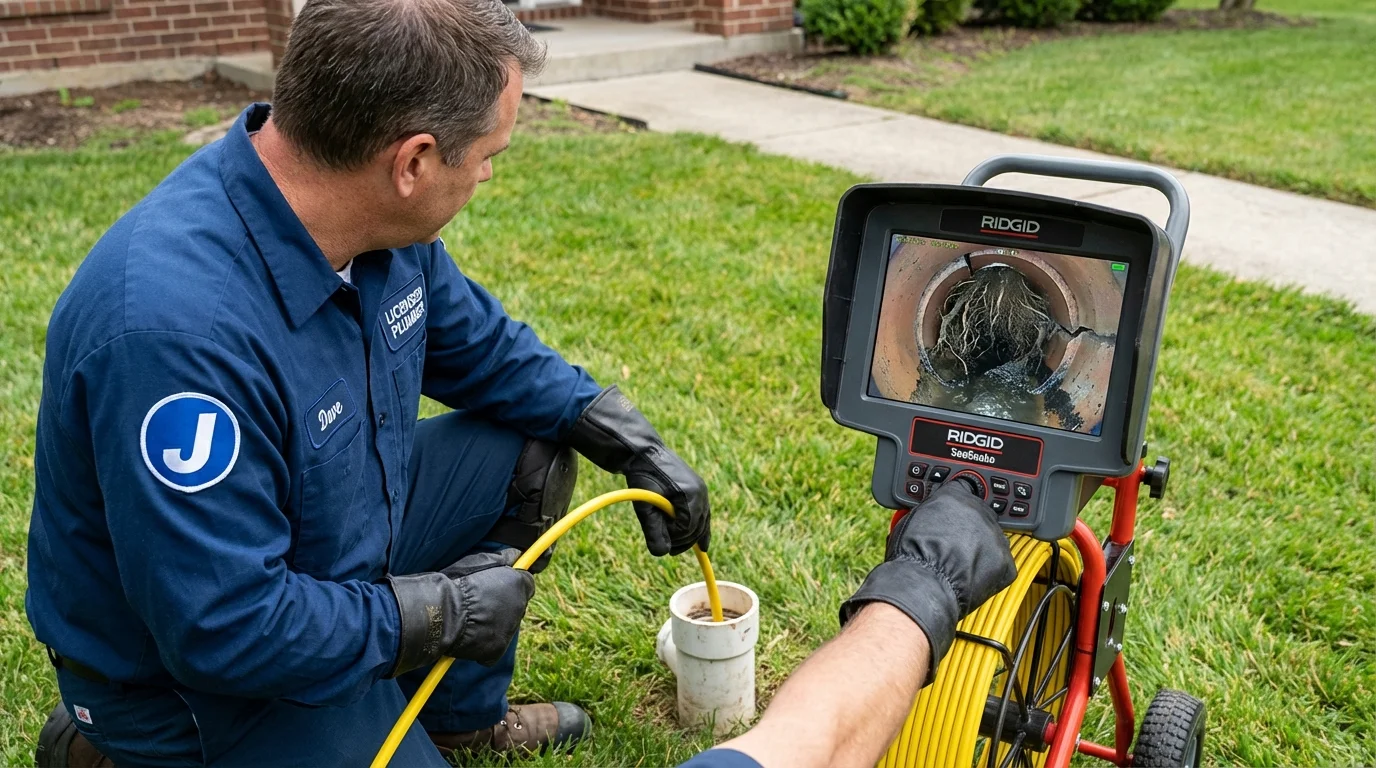 Sewer camera inspection being performed by Johns Plumbing LLC in Mountain Ranch